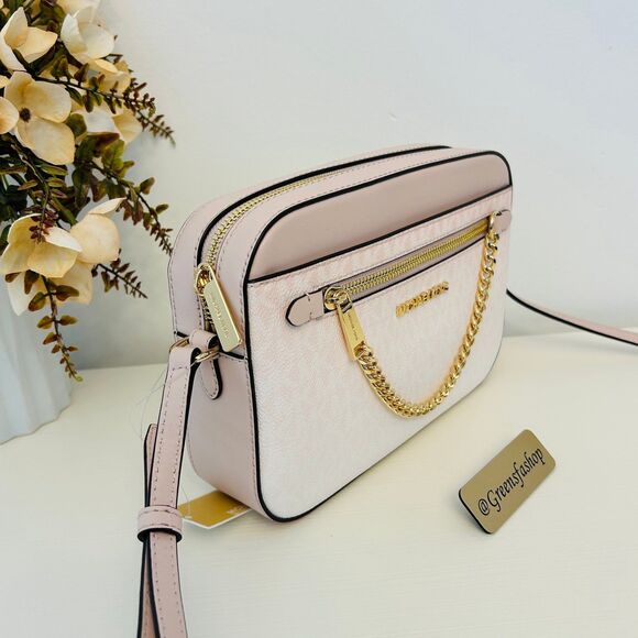 Michael Kors Purse Jet Set Ombré Signature Logo Crossbody Body Bag Powder Blush - Picture 3 of 10